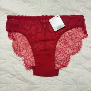 SMART & SEXY Womans Panties Red Lace Sheer Sz 7 NWT